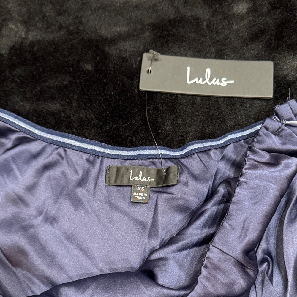 NWT Lulu's Elegant Navy One-Shoulder Dress - Picture 5 of 7